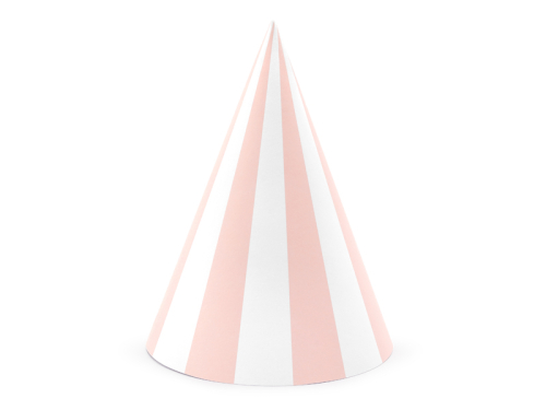 Svītrainas svinību cepures, gaiši rozā, 16 cm (1 gab. / 6 gab.)