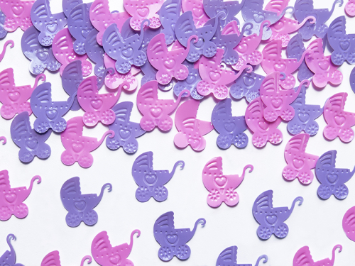Confetti Prams, pink and violet, 15g Confetti Prams, pink and violet, 15g