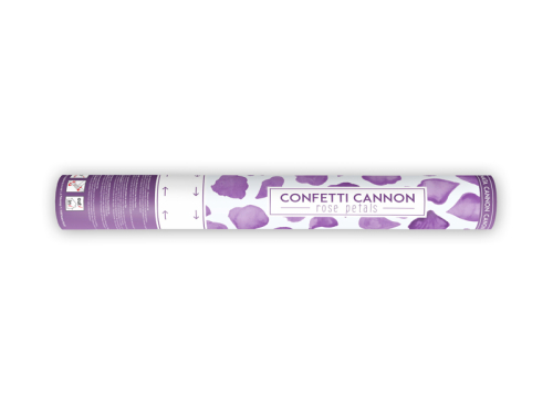 Confetti cannon with rose petals, lilac, 40cm