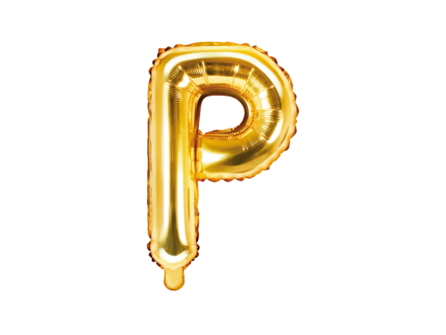 Воздушный шар из фольги Буква "P", 35см, золото, 1шт.