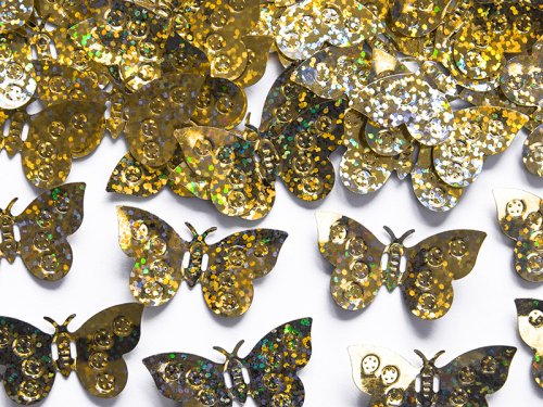 Holographic confetti Butterflies, gold, 15g