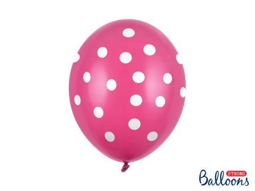 Balloons 30cm, Dots, Pastel Hot Pink (1 pkt / 6 pc.)