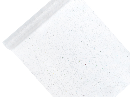 Printed Organza, white, 0.48 x 9m
