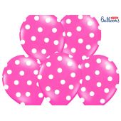 Baloni 30 cm, punktiņi, pasteļkrāsas karsti rozā (1 pkt / 50 gab.)