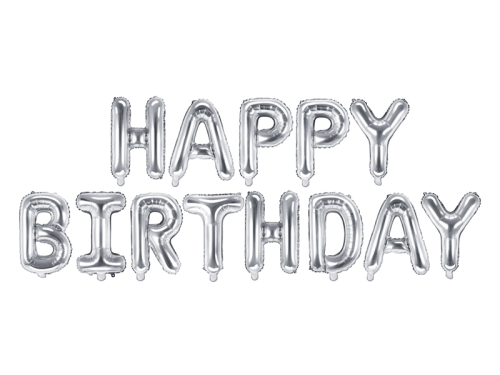 Воздушный шар из фольги Happy Birthday, 340x35см, серебро