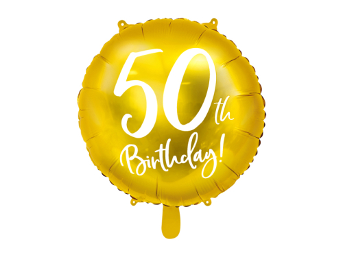 Folija balons 50. dzimšanas diena, zelts, 45 cm