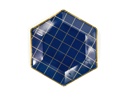 Тарелки Let's Celebrate - Grid, темно-синие, 23см (1 упаковка / 6 шт.)