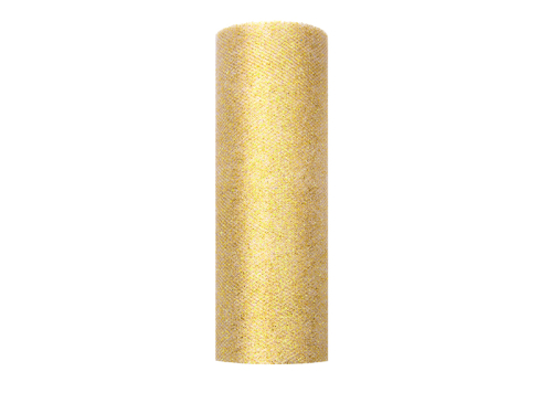Tulle Glittery, gold, 0.15 x 9m (1 pc. / 9 lm) Tulle Glittery, gold, 0.15 x 9m (1 pc. / 9 lm)