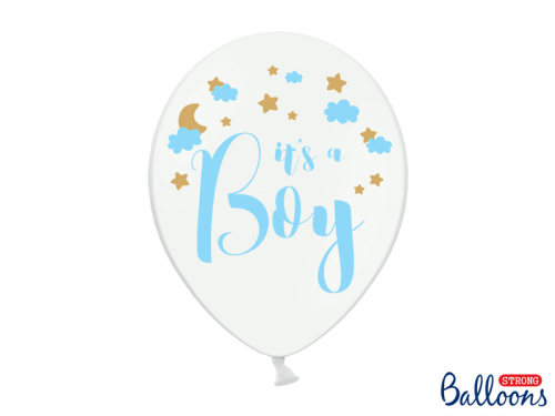 Balloons 30cm, It's a Boy, Pastel Pure White (1 pkt / 50 pc.)