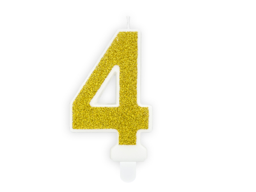 Свеча на день рождения Number 4, золото, 7см