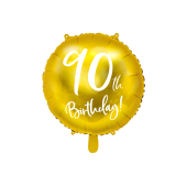 Folija balona 90. dzimšanas diena, zelts, 45 cm