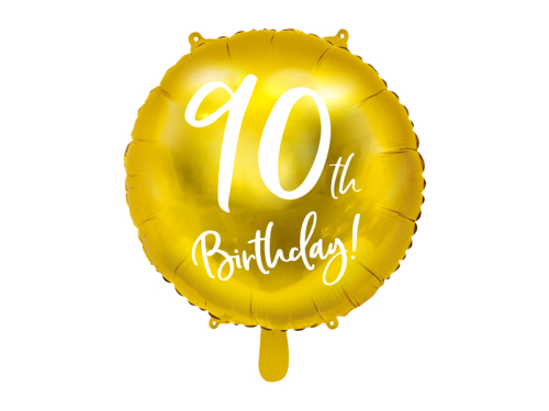 Folija balona 90. dzimšanas diena, zelts, 45 cm