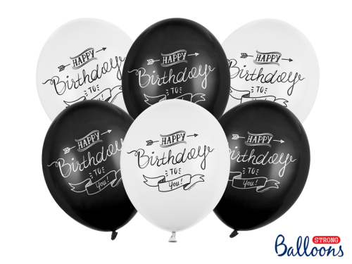 Balloons 30cm, Happy Birthday, Pastel Mix (1 pkt / 6 pc.)