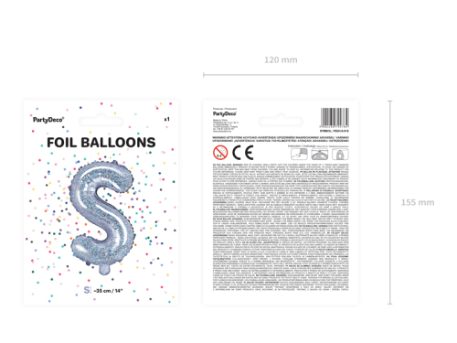 Folija balona burts &quot;S&quot;, 35 cm, hologrāfisks