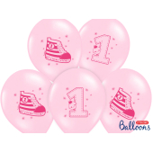 Balloons 30cm, Sneaker - Number 1, Pastel Pink (1 pkt / 50 pc.)