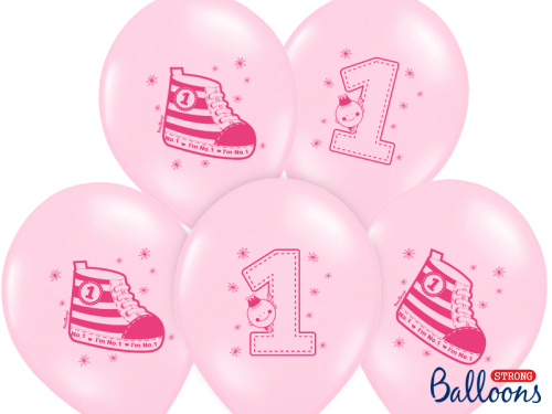 Balloons 30cm, Sneaker - Number 1, Pastel Pink (1 pkt / 50 pc.)