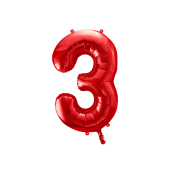 Folijas balonu numurs '' 3 '', 86cm, sarkans