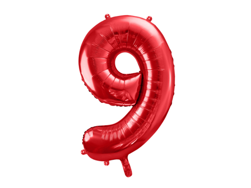 Folijas balonu numurs '' 9 '', 86cm, sarkans