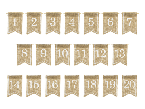 Табличка с цифрами из джута, белая, 7х10,5см (1 упаковка / 20 шт.) Табличка с цифрами из джута, белая, 7х10,5см (1 упаковка / 20 шт.)