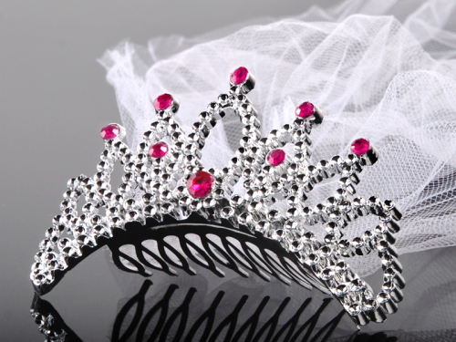 Tiara with a veil, silver Tiara with a veil, silver