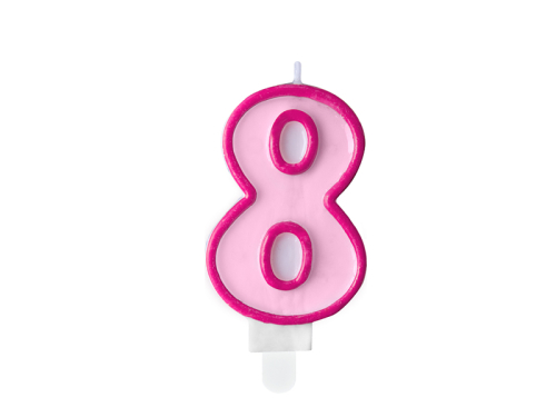 Dzimšanas dienas svece Nr.8, rozā, 7cm