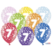 Balloons 30cm, 7th Birthday, Metallic Mix (1 pkt / 50 pc.)