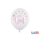 Balloons 30cm, It's a Girl, Pastel Pure White (1 pkt / 6 pc.)