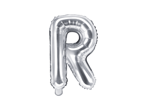 Folija balona burts "R", 35 cm, sudrabs