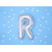 Folija balona burts "R", 35 cm, sudrabs