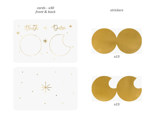 Vecmeitu ballīšu spēle - Patiesība vai uzdrīkstēšanās, 10,5x7 cm, versija angļu valodā (1 pkt / 30 gab.) Vecmeitu ballīšu spēle - Patiesība vai uzdrīkstēšanās, 10,5x7 cm, versija angļu valodā (1 pkt / 30 gab.)