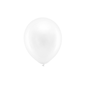 Varavīksnes baloni 23 cm metāliski, balti (1 gab. / 100 gab.)