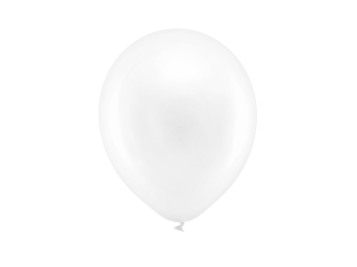 Varavīksnes baloni 23 cm metāliski, balti (1 gab. / 100 gab.)