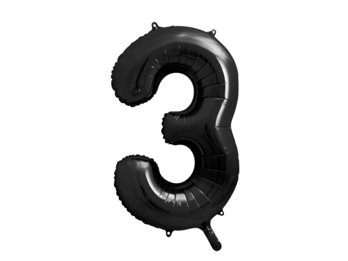Folijas balonu numurs '' 3 '', 86cm, melns