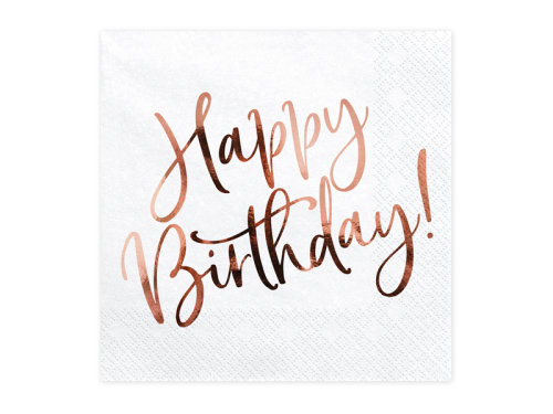 Салфетки Happy Birthday, белые, 33x33см (1 упаковка / 20 шт.)