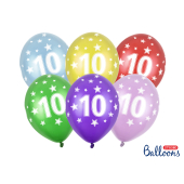 Balloons 30cm, 10th Birthday, Metallic Mix (1 pkt / 6 pc.)