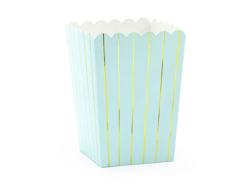 Boxes for popcorn Stripes, light blue, 7x7x12.5cm, (1 pkt / 6 pc.) Boxes for popcorn Stripes, light blue, 7x7x12.5cm, (1 pkt / 6 pc.)