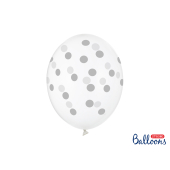 Balloons 30cm, Dots, Crystal Clear (1 pkt / 6 pc.)