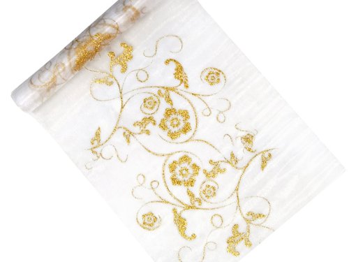 Printed Organza, white, 0.36 x 9m