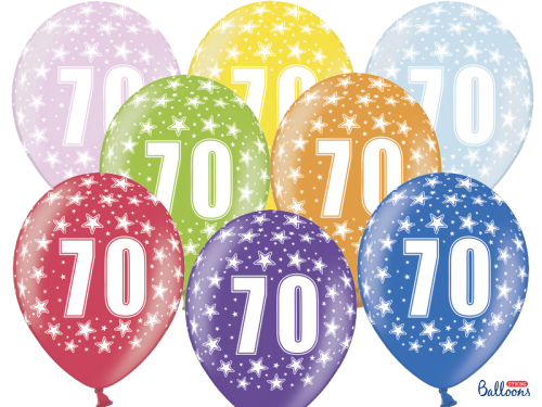 Balloons 30cm, 70th Birthday, Metallic Mix (1 pkt / 50 pc.)
