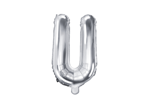 Folija balona burts "U", 35 cm, sudrabs Folija balona burts "U", 35 cm, sudrabs