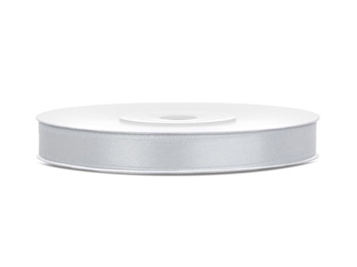Satin Ribbon, silver, 6mm/25m Satin Ribbon, silver, 6mm/25m