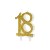 Свеча на день рождения Number 18, золото, 7.5см