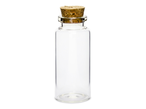 Stikla pudeles ar korķa aizbāzni, 7,5 cm (1 gab. / 12 gab.)