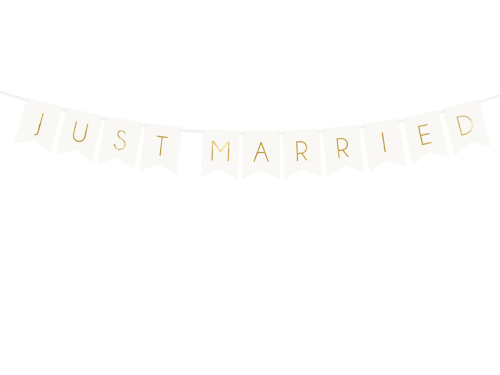 Banner Just Married, white, 15 x 155 cm Banner Just Married, white, 15 x 155 cm