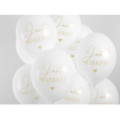 Balloons 30cm, Just Married, Pastel Pure White (1 pkt / 50 pc.)