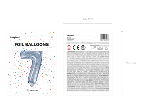 Folija balona numurs &quot;7&quot;, 35 cm, hologrāfisks