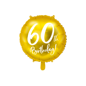 Folija balons 60. dzimšanas diena, zelts, 45 cm