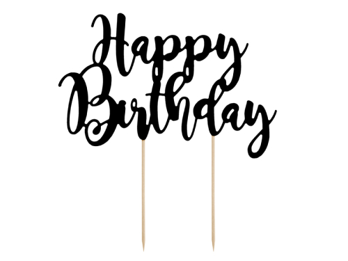 Топпер для торта Happy Birthday, черный, 22,5см Топпер для торта Happy Birthday, черный, 22,5см