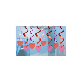 Swirl decoration Hearts, red and pink, 61cm (1 pkt / 15 pc.)