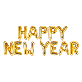 Воздушный шар из фольги Happy New Year, 370x35см, золото